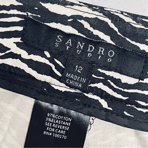SANDRO Zebra Striped Ankle Crop Trouser - Picture 6 of 7
